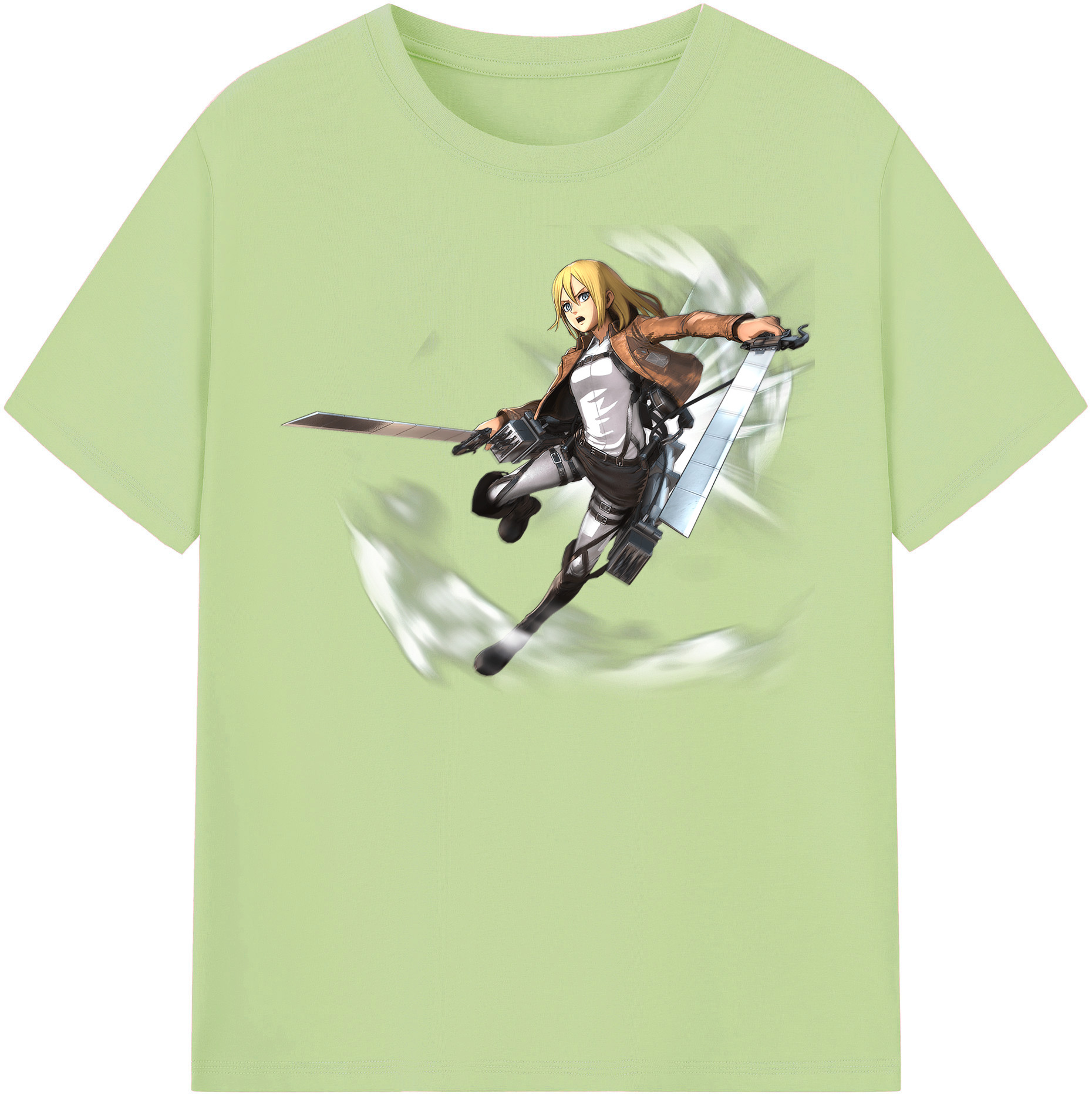 （画像用） 進撃の巨人 クリスタ·レンズ Attack on Titan Christa Lenz 綿100％半袖Tシャツ（フロントプリント）